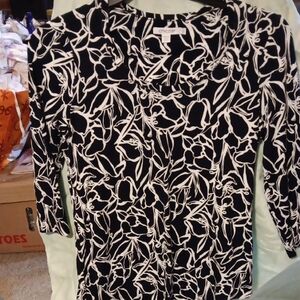 Chico's Monochrome Floral Print Blouse